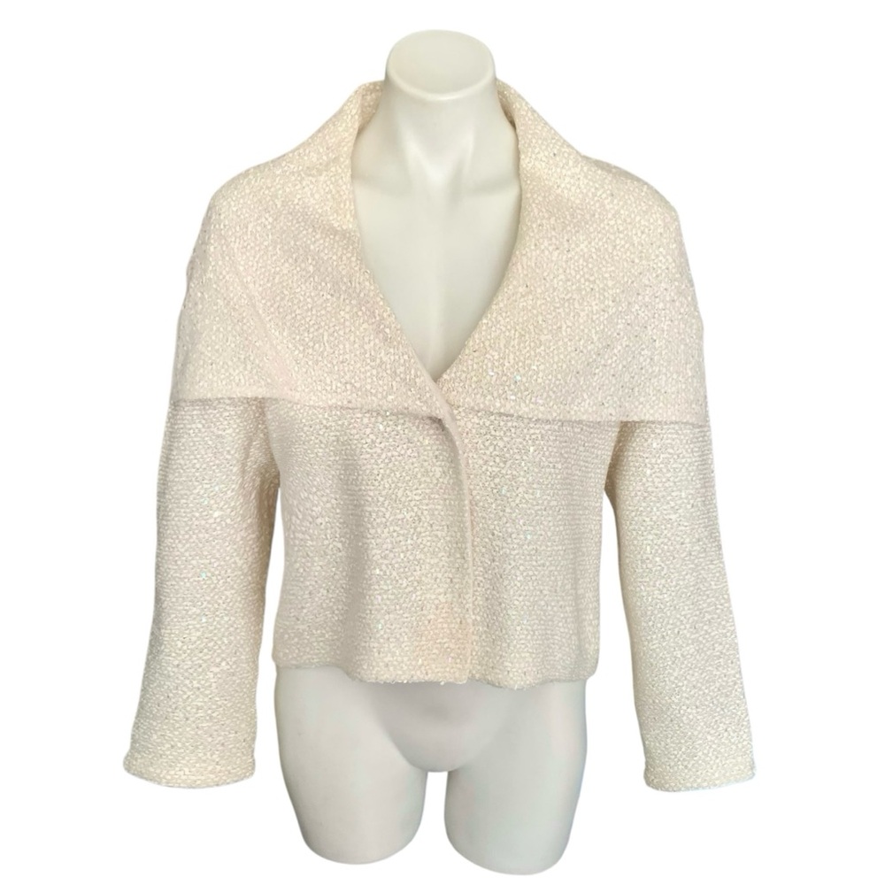 St. John Evening Sequin Shawl Collar Jacket Knit Cardigan